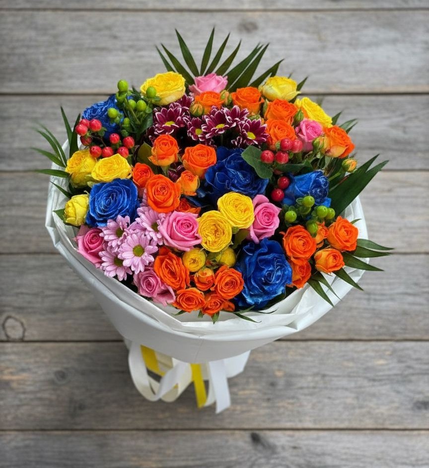 Букет цветов из: Розы и Хризантемы в Ленске