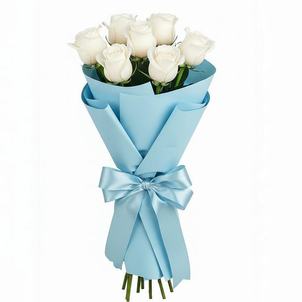 Букет 7 белых роз Проуд в Ленске