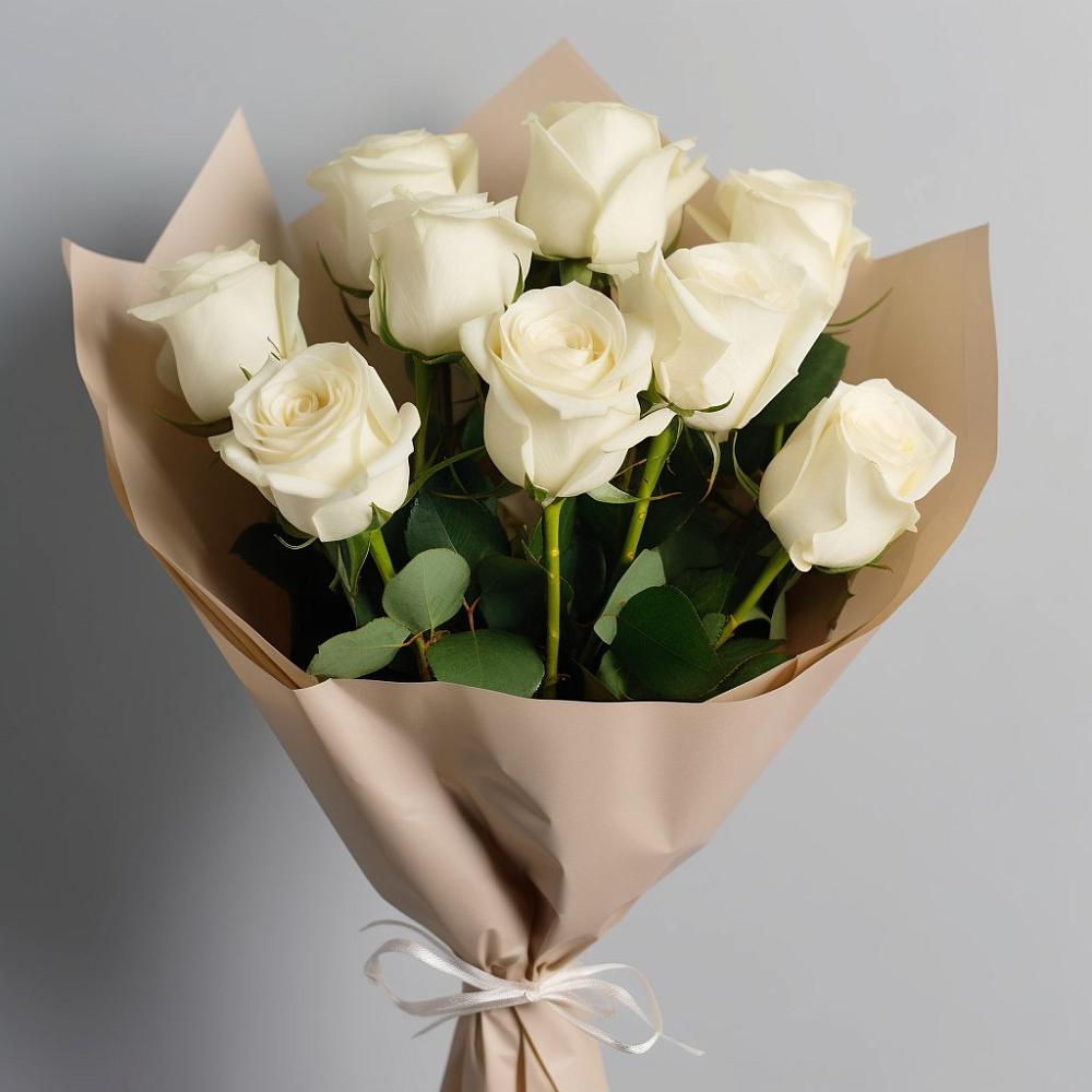 Букет 9 Белых роз Эдлесс Лав в Ленске