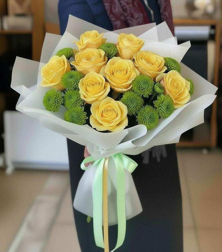 Букет цветов из: Хризантемы и Розы в Ленске