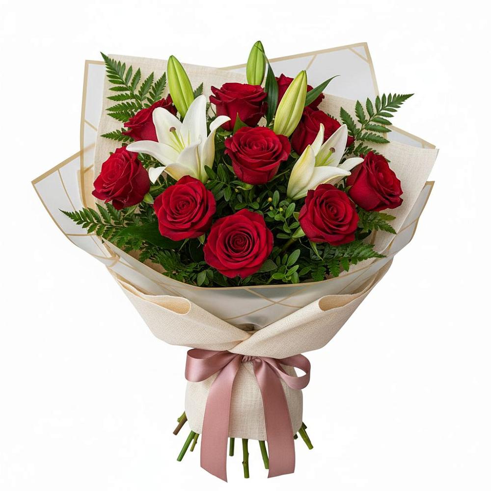 Букет цветов из: Лилии и Розы в Ленске