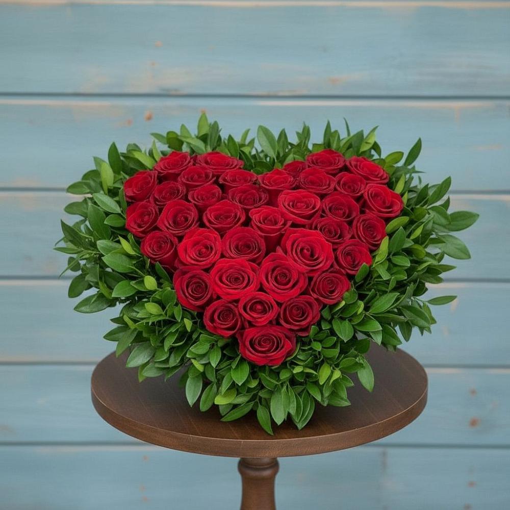 Цветочная композиция из Розы в виде сердца в Ленске