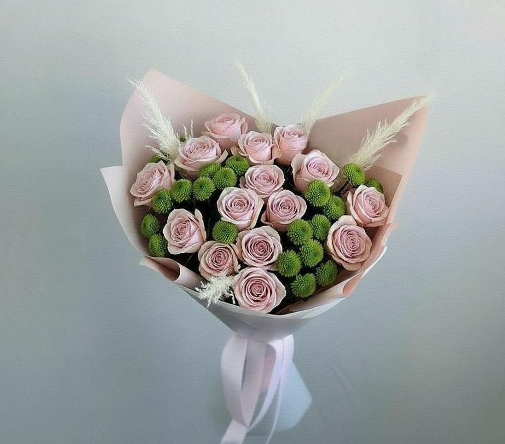 Букет цветов из: Розы и Хризантемы в Ленске